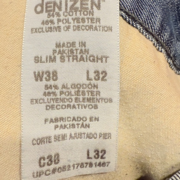 Men’s Denizen Levi's Blue Slim Straight Jeans Classic Denim Style 38x32 - Picture 8 of 12